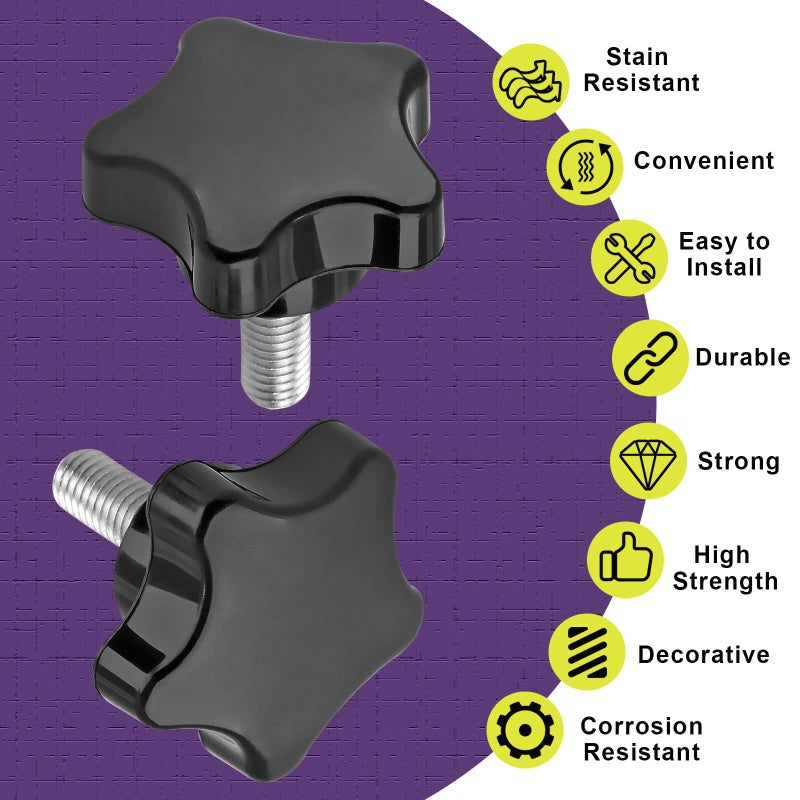 LifCratms M8 x 20mm Thread Star Knob 2Pcs, Plastic Star Shaped Clamping Knob Handle Hand Tightening Screw for Umbrella Base Replacement - Image 4